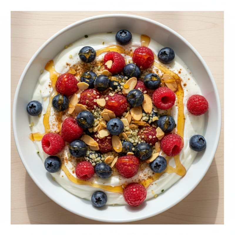 High-Protein Honey Berry Greek Yogurt Bowl