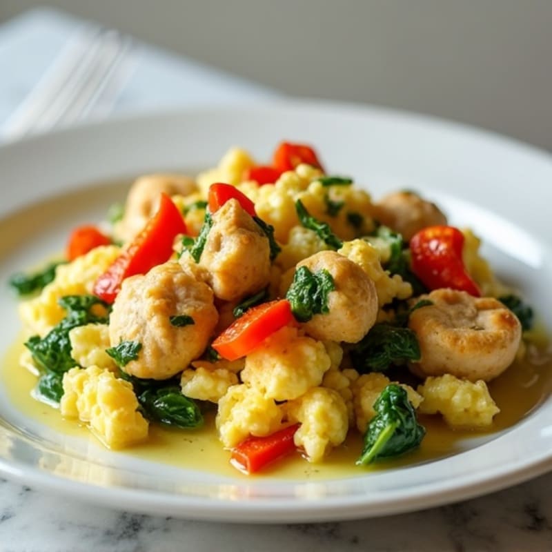 Egg White and Chicken Veggie Scramble