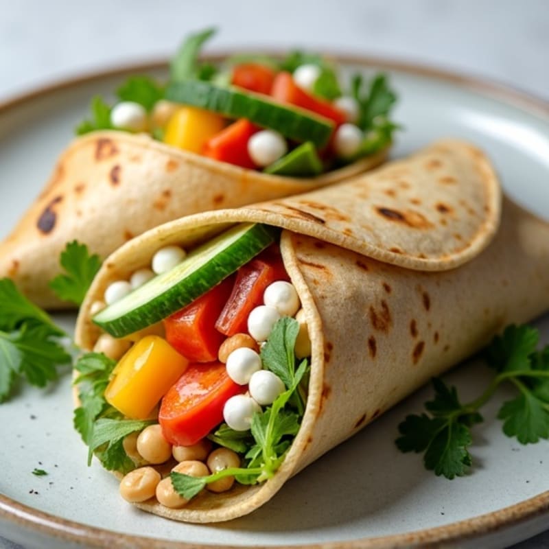 Fresh Rainbow Veggie Wrap with Creamy Herb Sauce