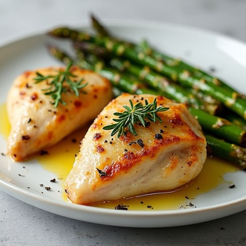 Garlic Herb Roasted Chicken with Crispy Roasted Asparagus