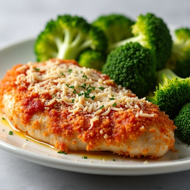 Crispy Baked Chicken Parmesan with Roasted Broccoli