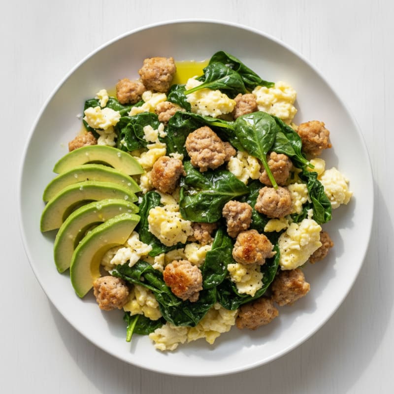 Turkey Sausage and Spinach Scramble