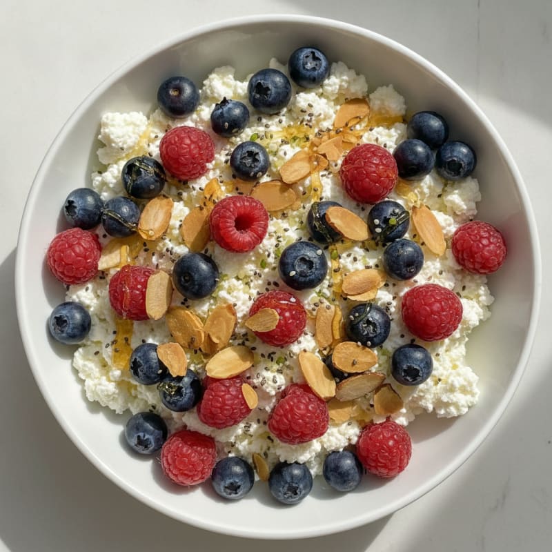 Cottage Cheese Berry Parfait with Almonds