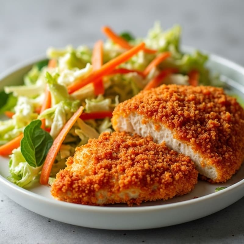 Crispy Baked Buffalo Chicken with Ranch Slaw