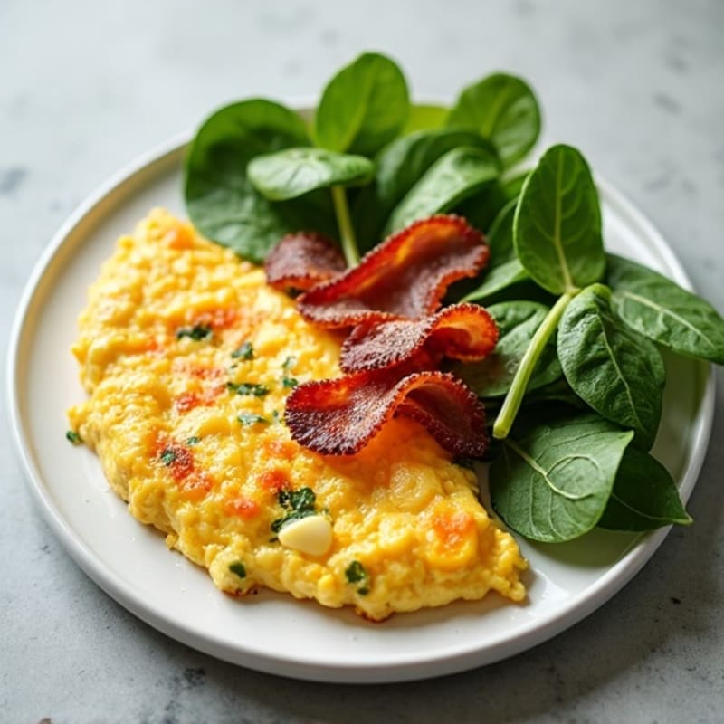 Egg White Scramble with Spinach and Turkey Bacon