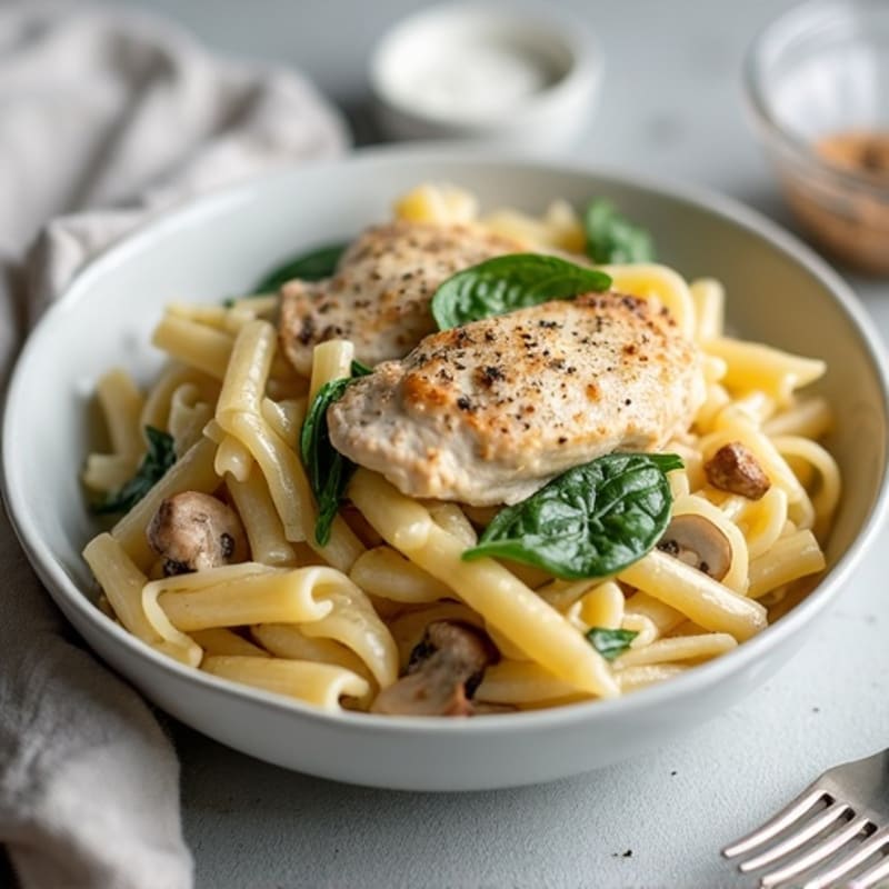 Healthy Creamy Chicken Alfredo Pasta