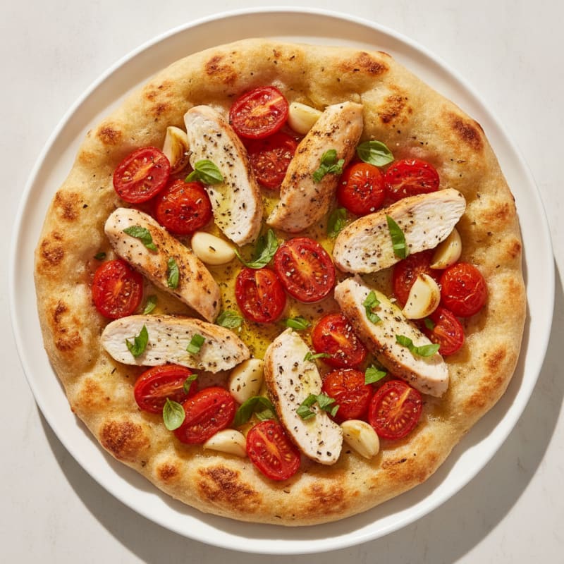 Garlic Herb Flatbread with Roasted Tomatoes