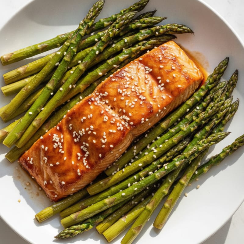 Teriyaki Glazed Salmon with Roasted Asparagus