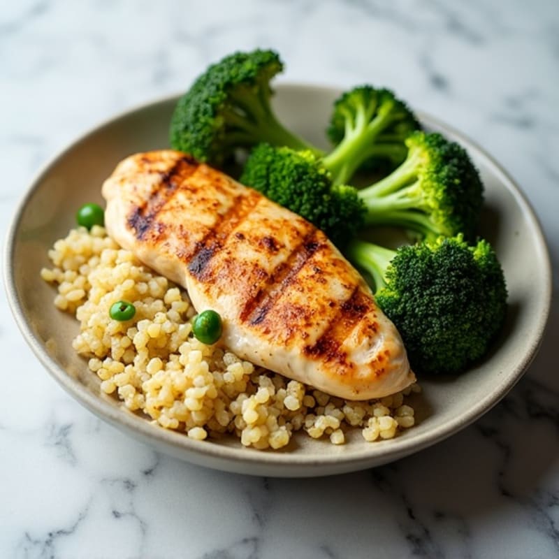 Grilled Chicken Breast with Roasted Broccoli and Quinoa