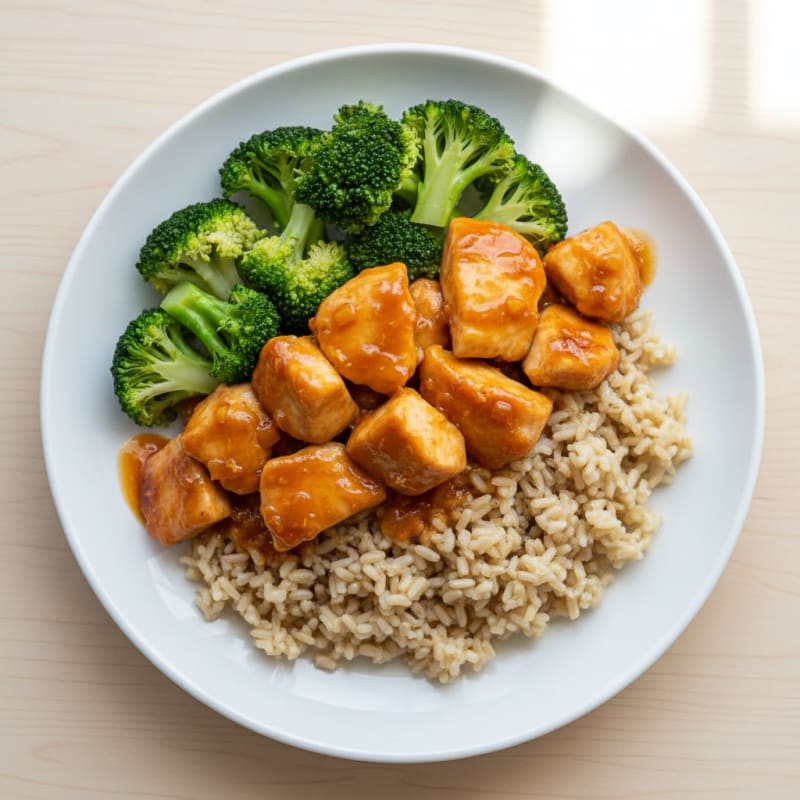 Orange-Glazed Chicken with Steamed Broccoli