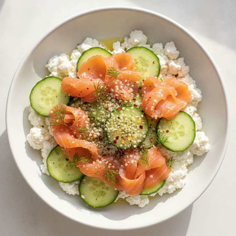 Cottage Cheese Bowl with Cucumbers and Dill