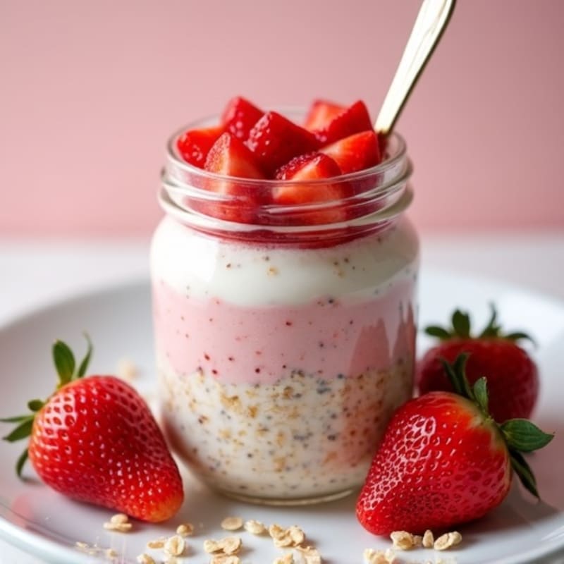 Protein-Packed Strawberry Shortcake Overnight Oats