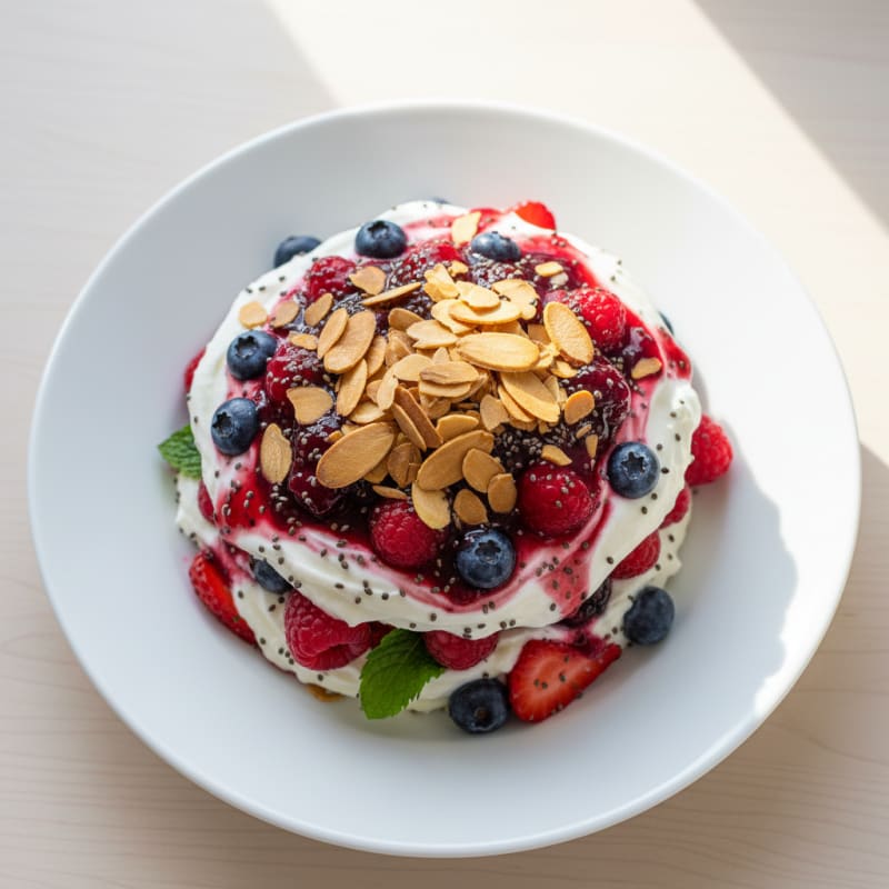 Greek Yogurt Protein Parfait with Mixed Berries