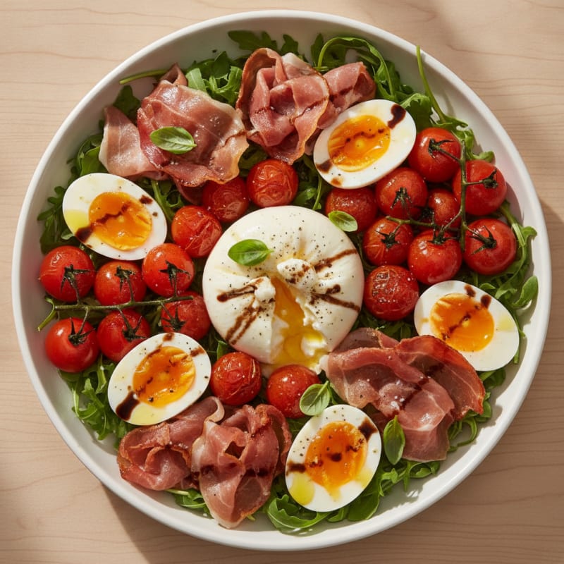 Burrata with Roasted Tomatoes and Prosciutto