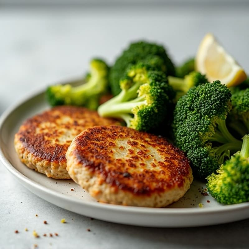 Seared Turkey Patties with Roasted Broccoli