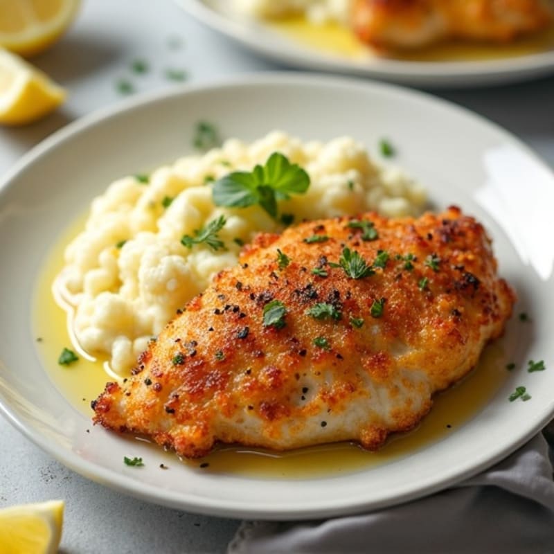 Crispy Lemon-Herb Chicken with Creamy Cauliflower Mash