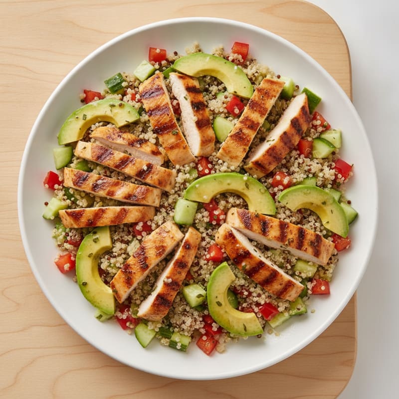 Grilled Chicken and Quinoa Salad with Crunchy Vegetables