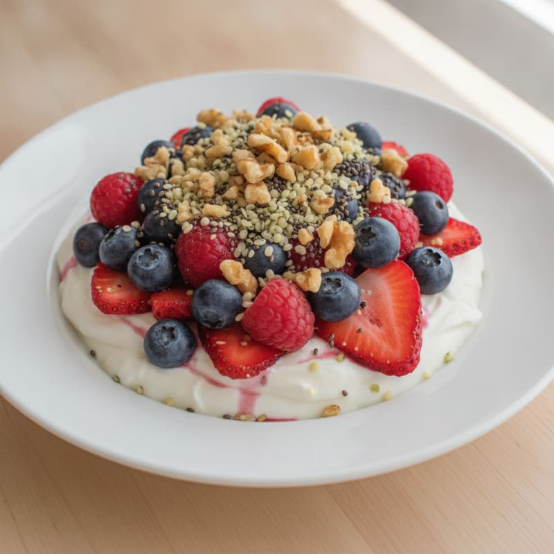 Greek Yogurt Protein Parfait with Mixed Berries