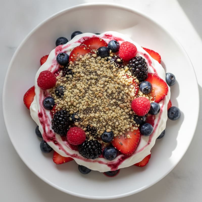 Greek Yogurt Protein Parfait with Mixed Berries