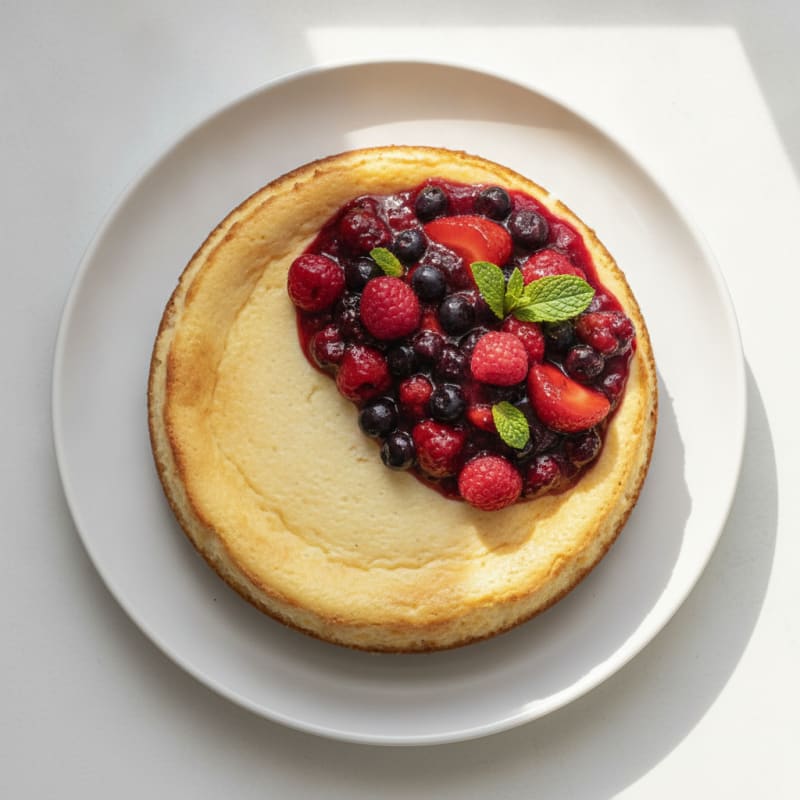 Greek Yogurt Protein Cheesecake with Mixed Berries