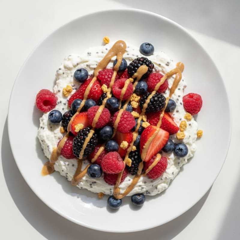 Silky Greek Yogurt Protein Mousse with Mixed Berries