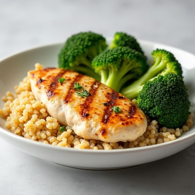 Grilled Chicken Breast with Quinoa and Steamed Broccoli