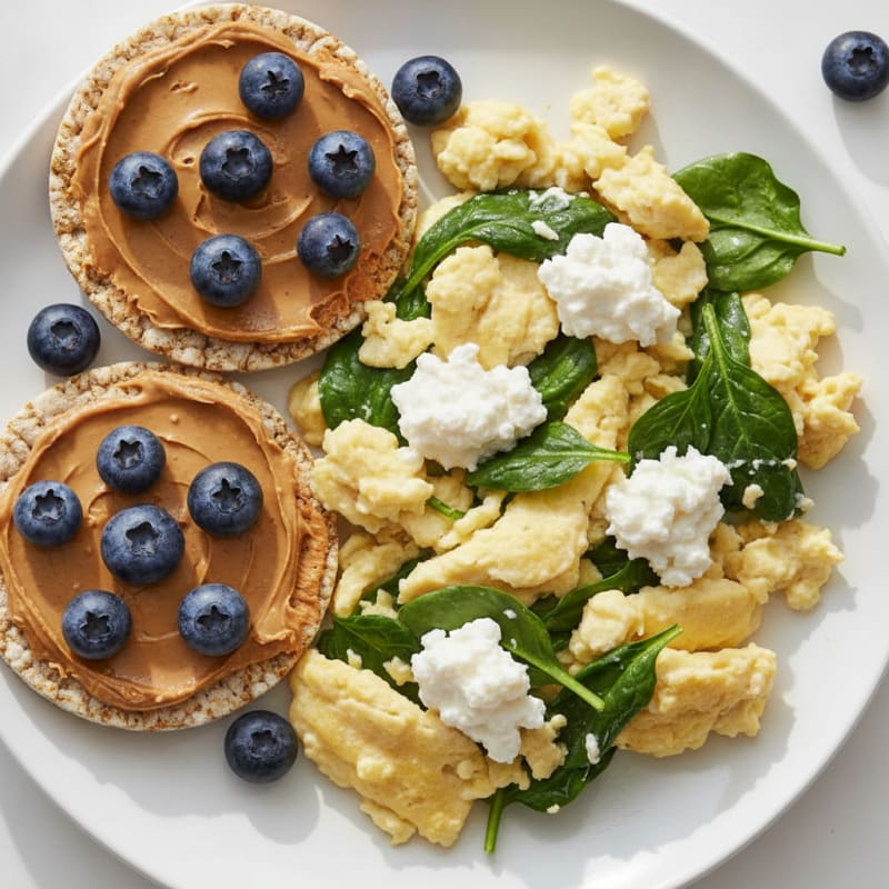 Scrambled Eggs with Spinach and Cottage Cheese