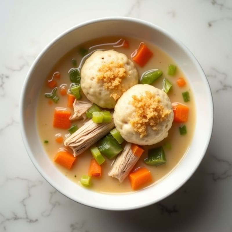 Creamy Chicken and Vegetable Soup with Lightened Dumplings