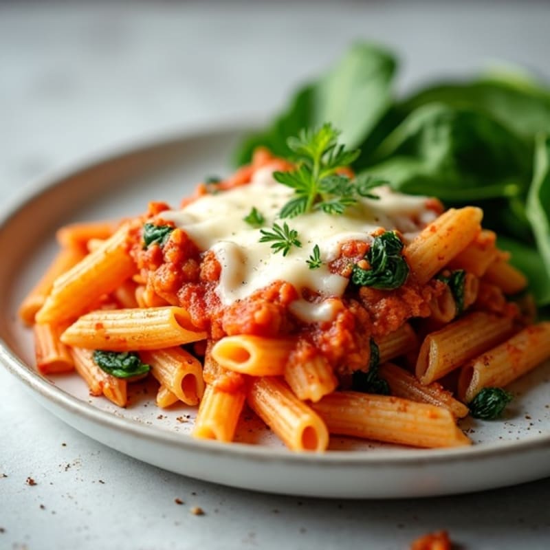 Lean Turkey Baked Ziti with Spinach