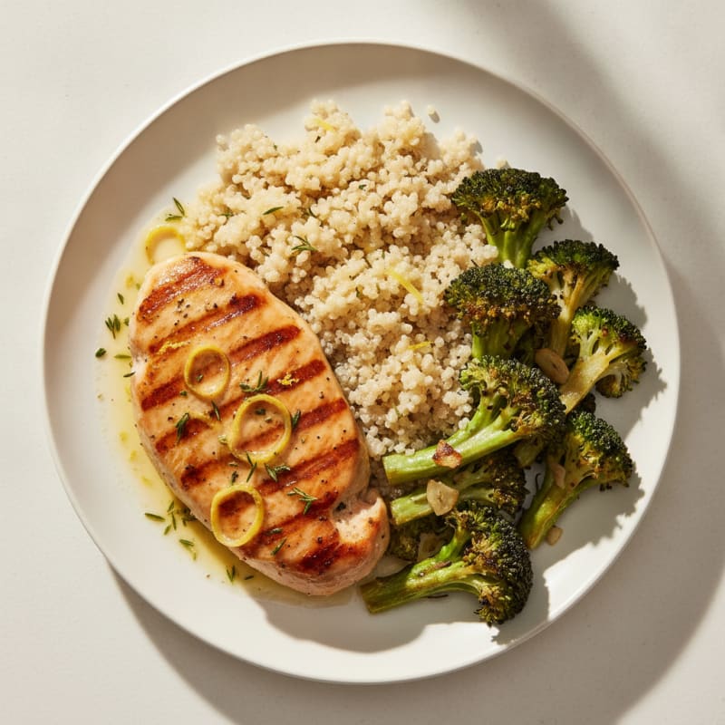 Grilled Turkey Breast with Quinoa and Roasted Broccoli