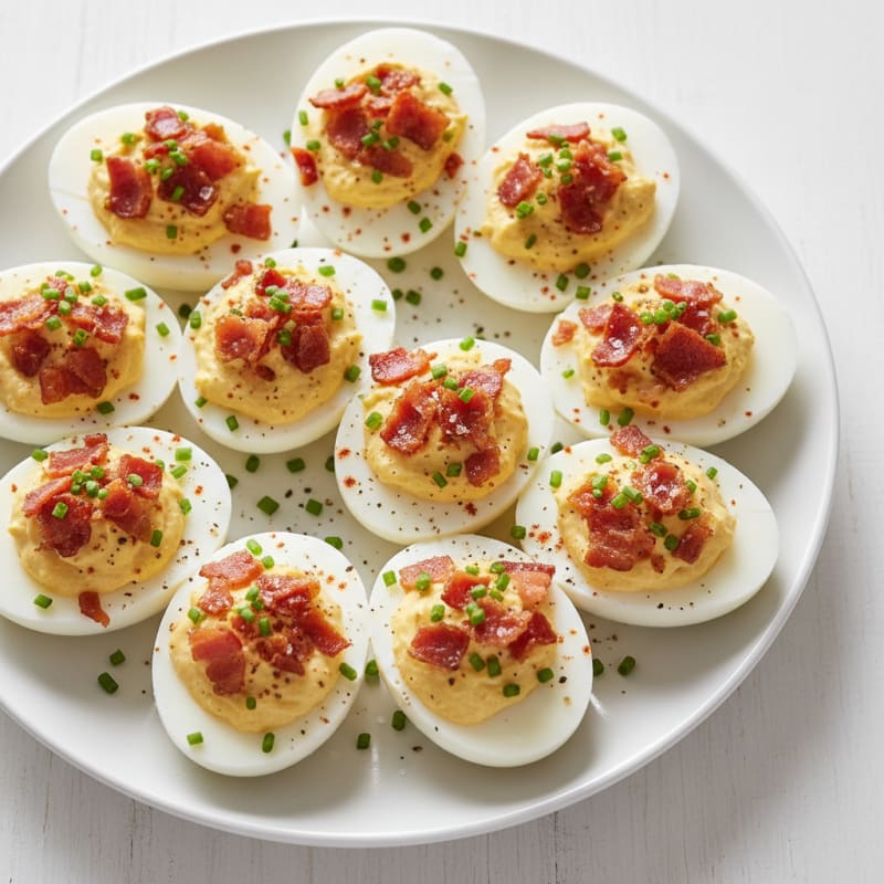 Creamy Deviled Eggs with Crispy Bacon