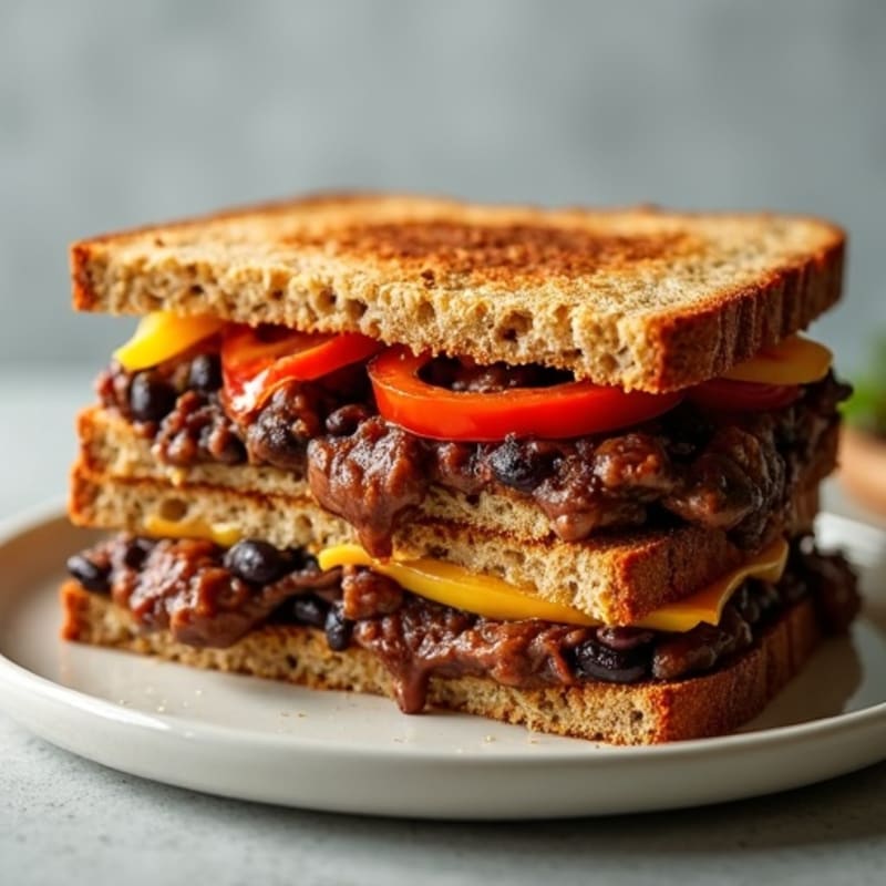 Crispy Lean Steak and Black Bean Whole Wheat Melts