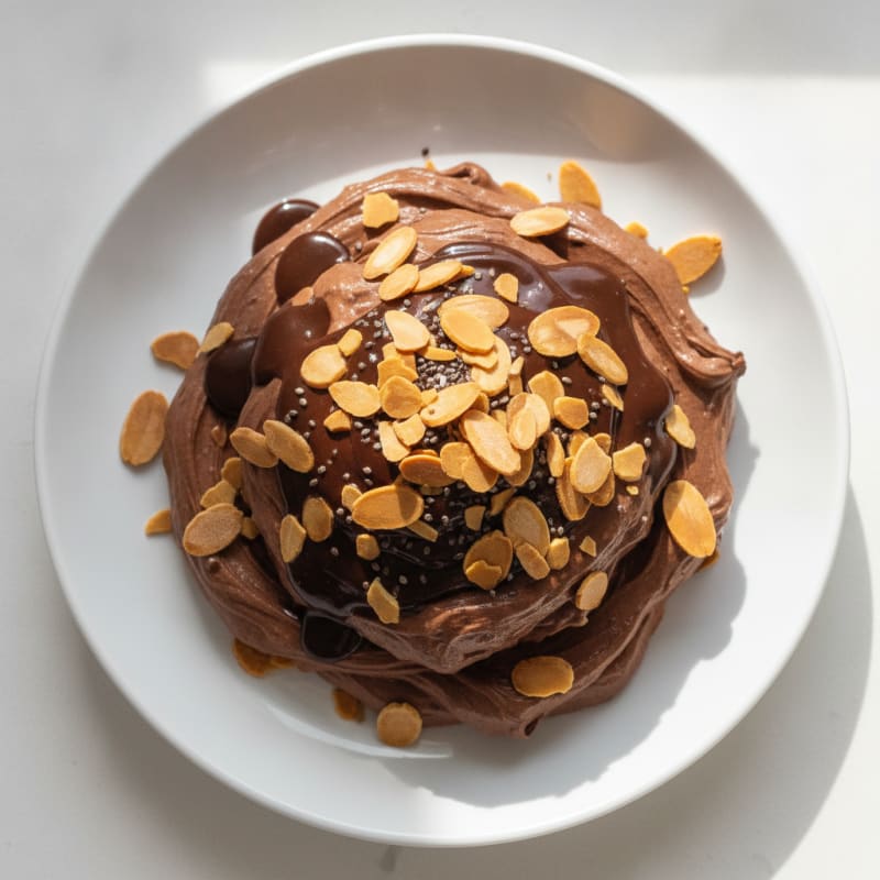 Silky Chocolate Protein Pudding with Toasted Almonds