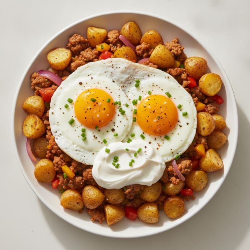 Skillet Eggs with Roasted Mini Potatoes