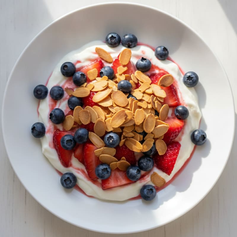 Greek Yogurt Protein Parfait with Berries and Almonds