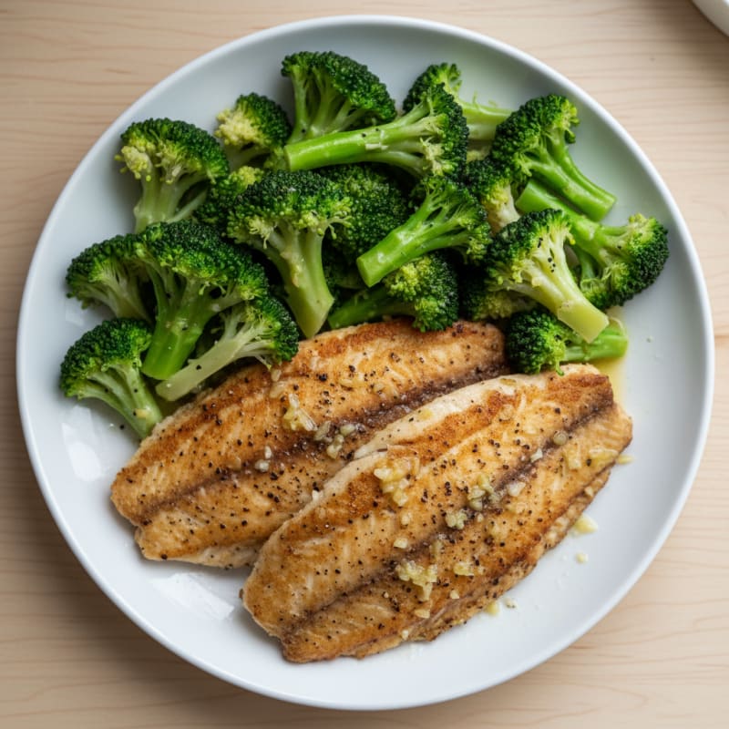 Seared Tilapia with Steamed Broccoli