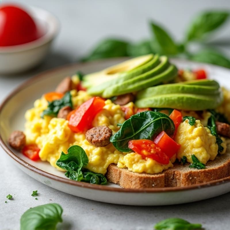 Egg White and Turkey Sausage Scramble with Spinach