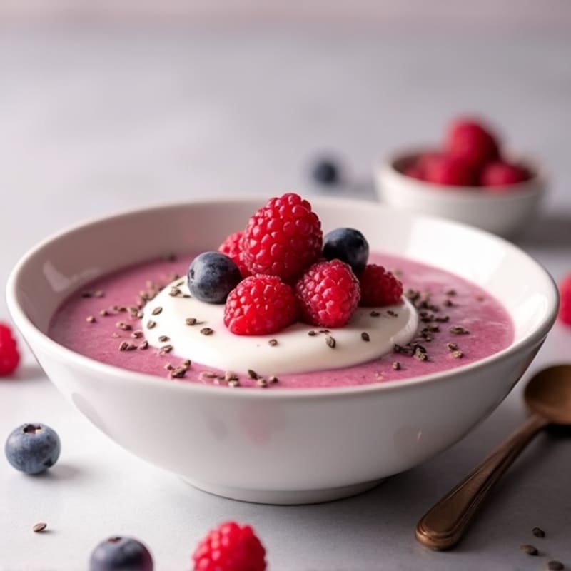 Greek Yogurt Protein Pudding with Mixed Berries