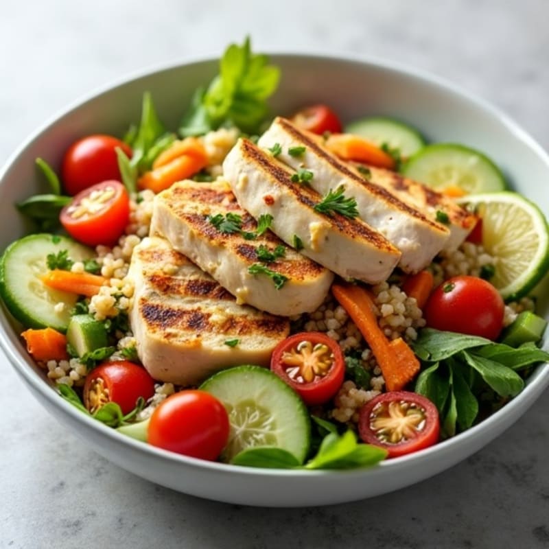 Grilled Chicken and Quinoa Salad with Crunchy Vegetables