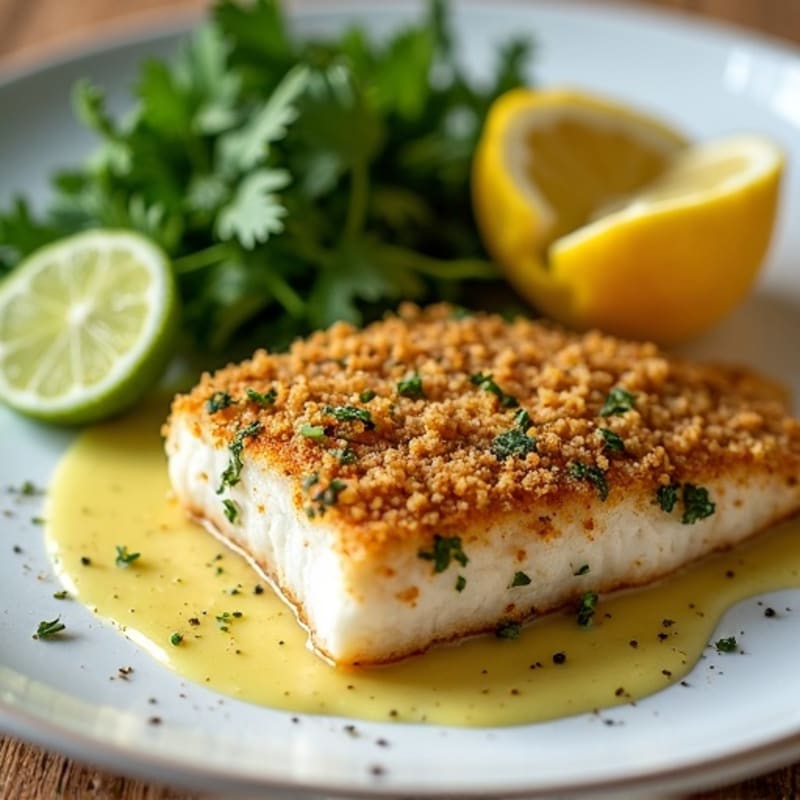 Herb-Crusted Pan Seared Redfish with Lemon Butter Sauce
