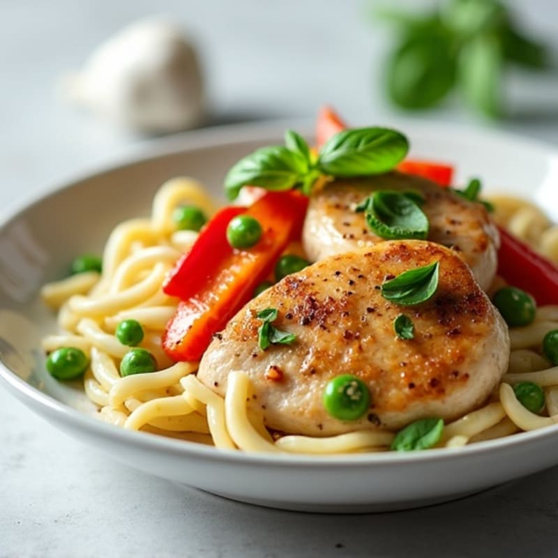 Creamy Coconut Chicken with Fresh Basil and Crisp Vegetables