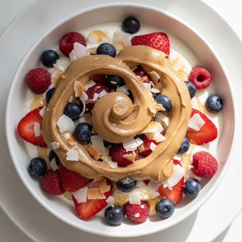 Creamy Greek Yogurt Parfait with Mixed Berries and Almond Butter