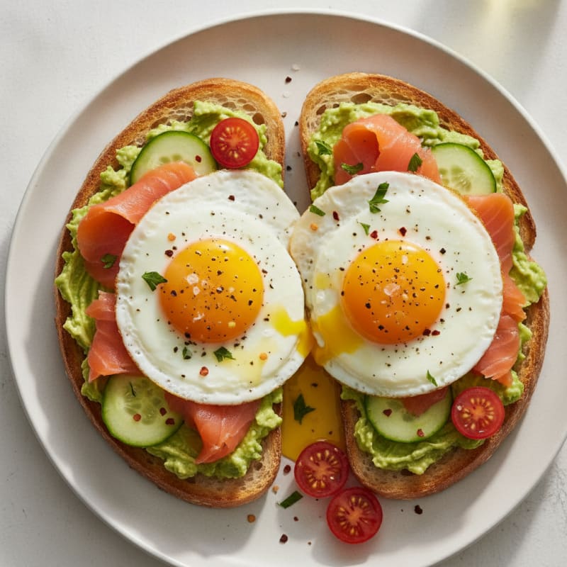 Avocado Sourdough Toast with Sunny Eggs