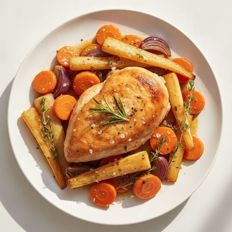 Garlic Herb Roasted Chicken with Root Vegetables