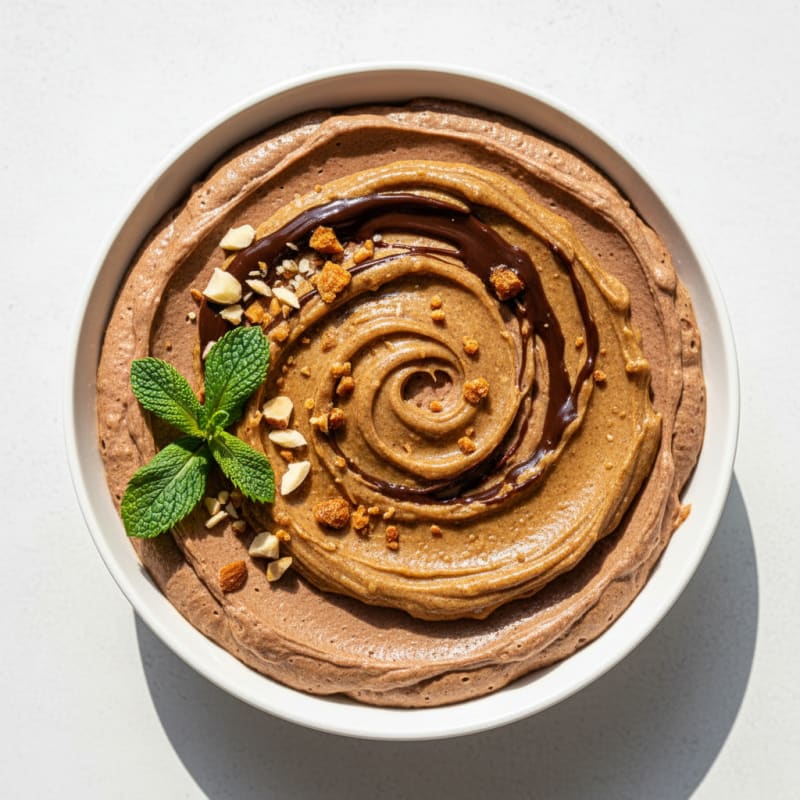 Silky Chocolate Protein Mousse with Almond Butter Swirl