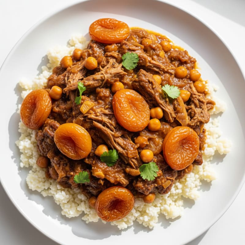 Tender Spiced Lamb and Apricot Tagine