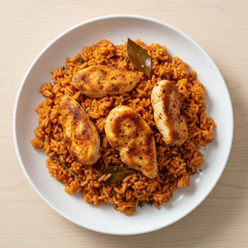 Smoky Tomato Jollof Rice with Tender Chicken