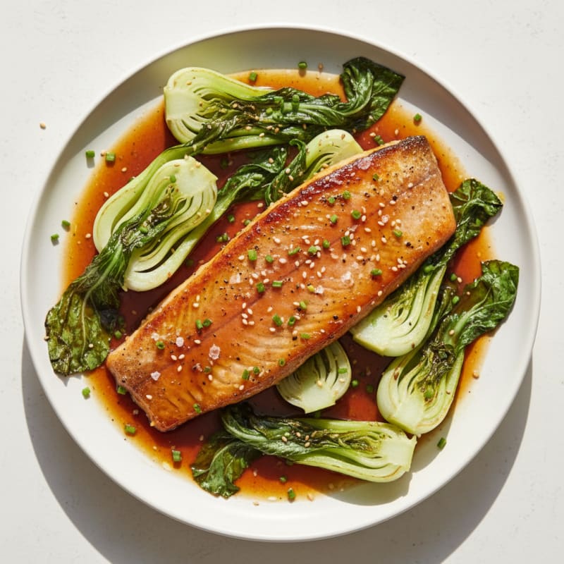 Pan-Seared Steelhead with Garlic-Soy Glaze