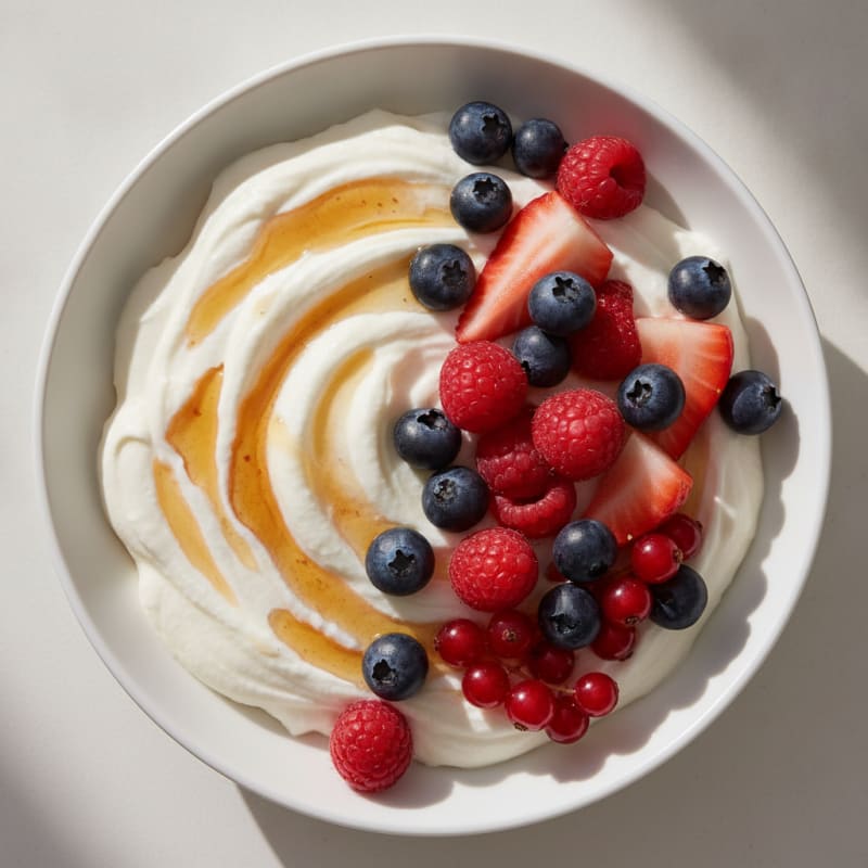 Silky Greek Yogurt Protein Mousse with Mixed Berries