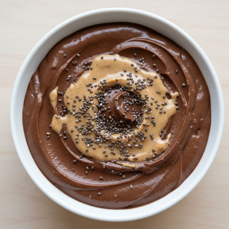 Silky Chocolate Protein Pudding with Almond Butter and Chia Seeds